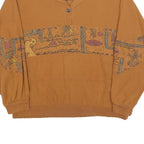 Womens Brown Patterned Long Sleeve Cotton Blend Polo Shirt M Casual Artistic