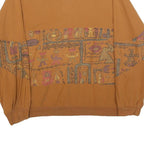 Womens Brown Patterned Long Sleeve Cotton Blend Polo Shirt M Casual Artistic