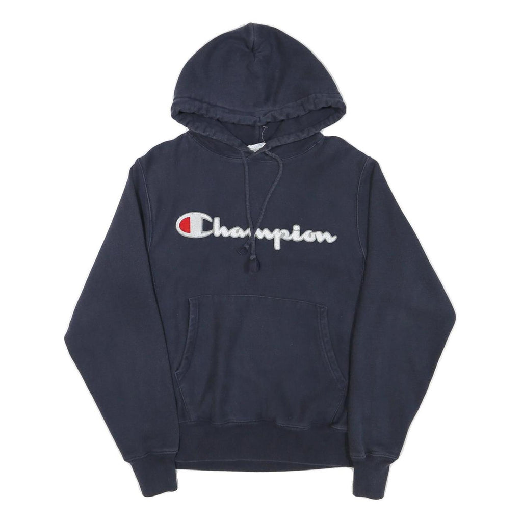 CHAMPION Mens Navy Blue Hoodie S Classic Pullover Cotton Blend Sweatshirt