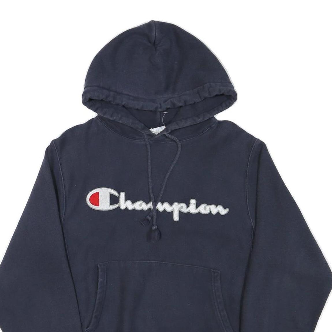CHAMPION Mens Navy Blue Hoodie S Classic Pullover Cotton Blend Sweatshirt