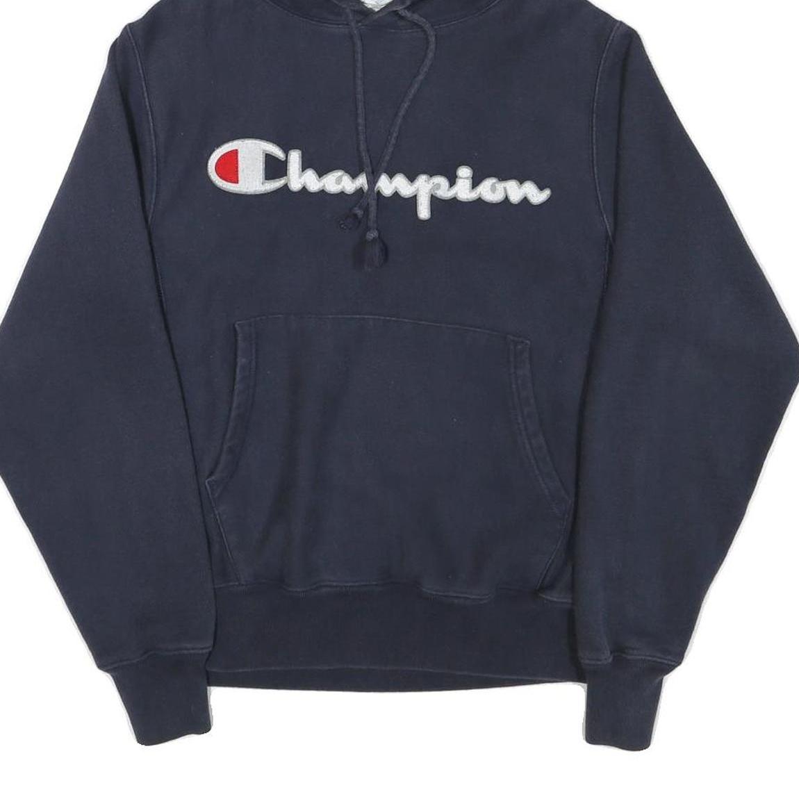 CHAMPION Mens Navy Blue Hoodie S Classic Pullover Cotton Blend Sweatshirt