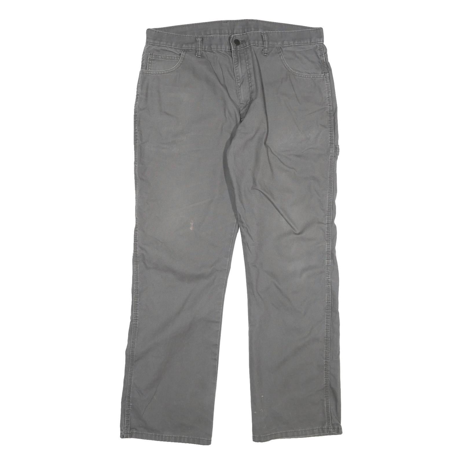 DICKIES Mens Grey Regular Fit Straight Cotton Blend Jeans W36 L32 Zip Pocket