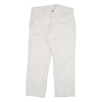 CARHARTT Mens White Relaxed Straight Cotton Blend Trousers W36 L30 Workwear
