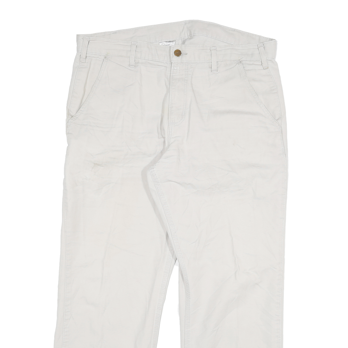 CARHARTT Mens White Relaxed Straight Cotton Blend Trousers W36 L30 Workwear