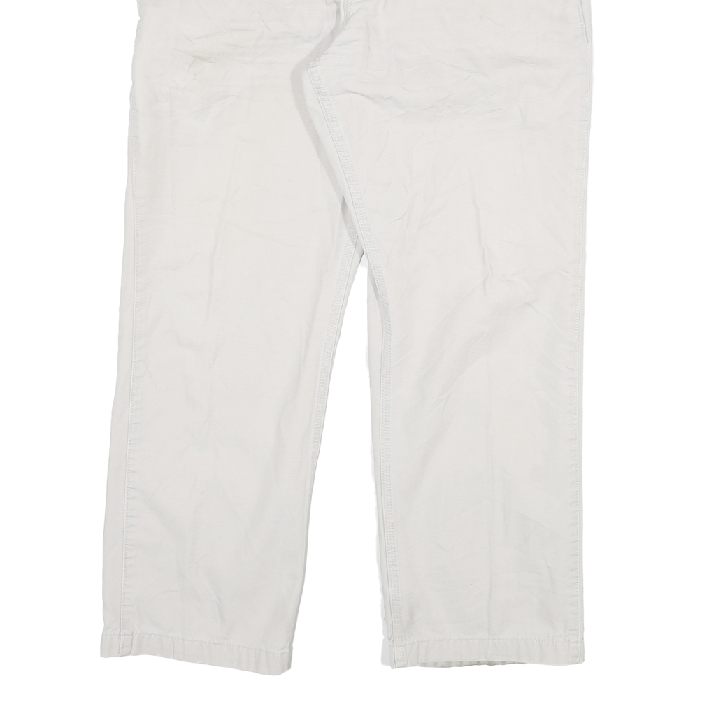 CARHARTT Mens White Relaxed Straight Cotton Blend Trousers W36 L30 Workwear