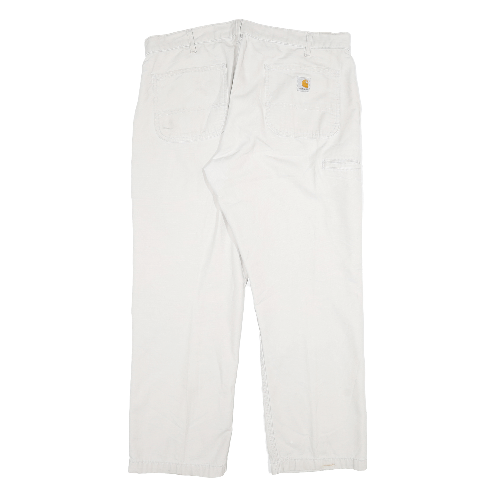 CARHARTT Mens White Relaxed Straight Cotton Blend Trousers W36 L30 Workwear