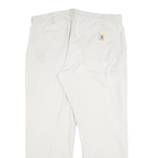 CARHARTT Mens White Relaxed Straight Cotton Blend Trousers W36 L30 Workwear