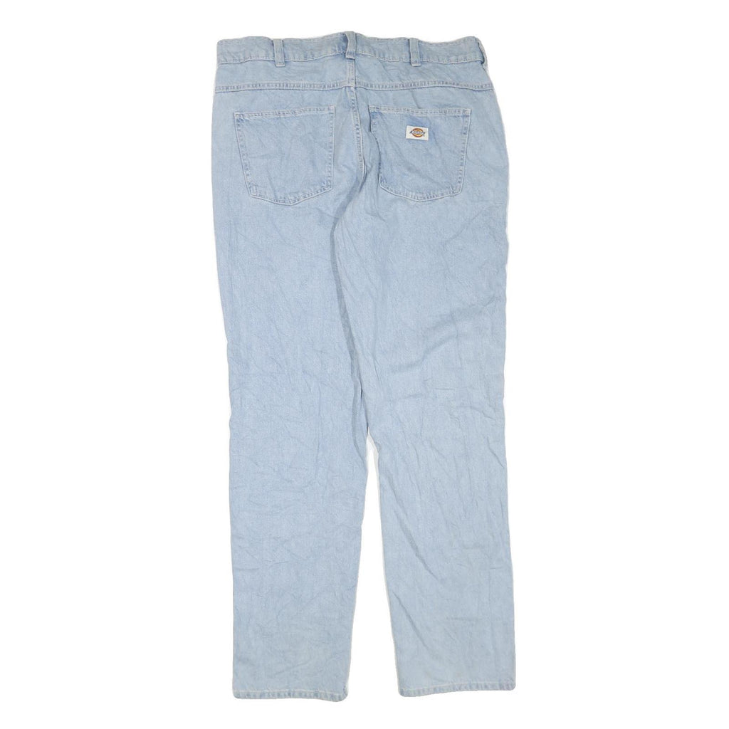 DICKIES Mens Jeans Blue Regular Straight Denim Light W36 L34 Classic Fit Zip