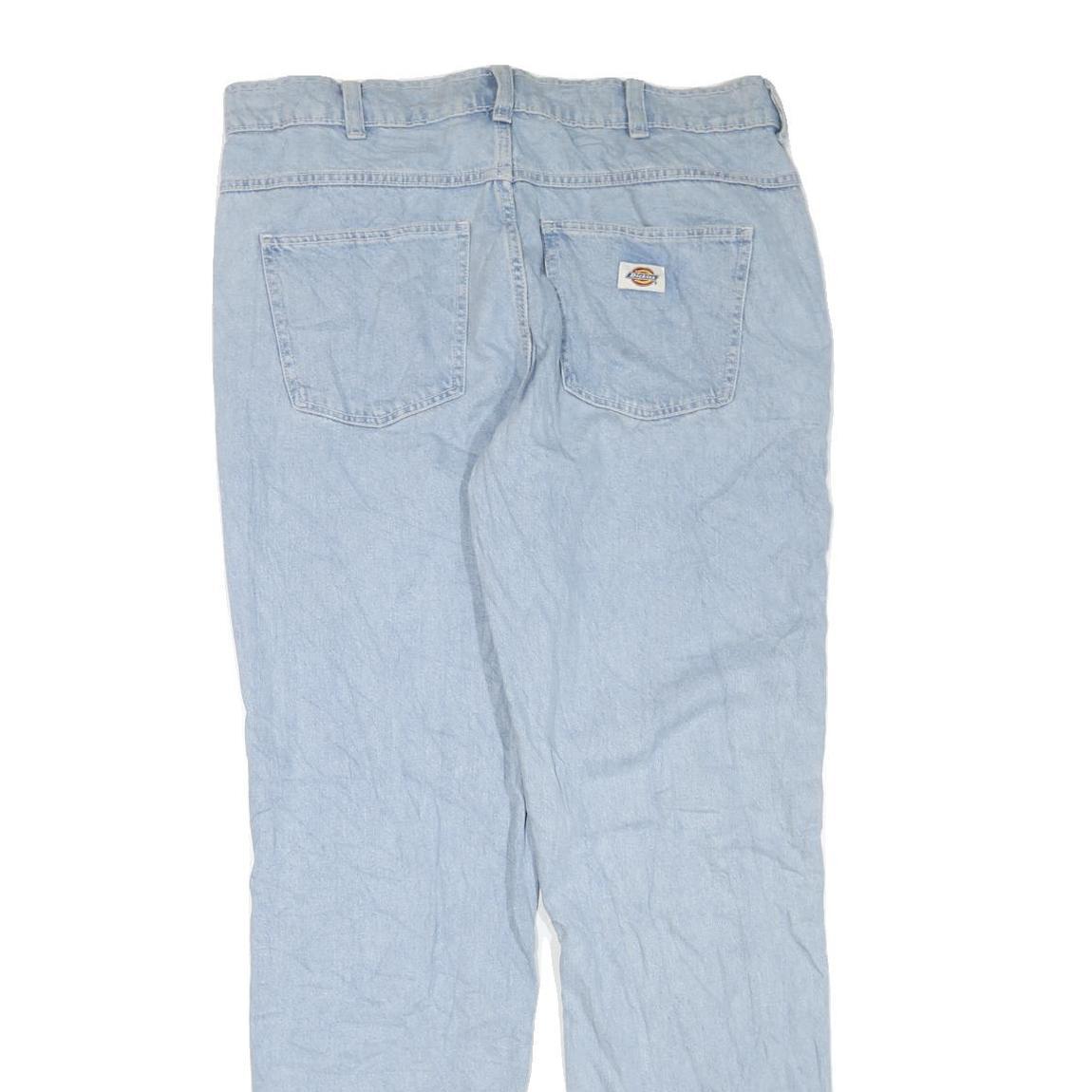 DICKIES Mens Jeans Blue Regular Straight Denim Light W36 L34 Classic Fit Zip