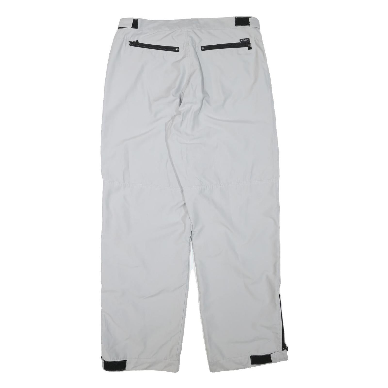 LOGG Mens Relaxed White Polyester Blend Trousers W34 L32 Zip Closure Pockets