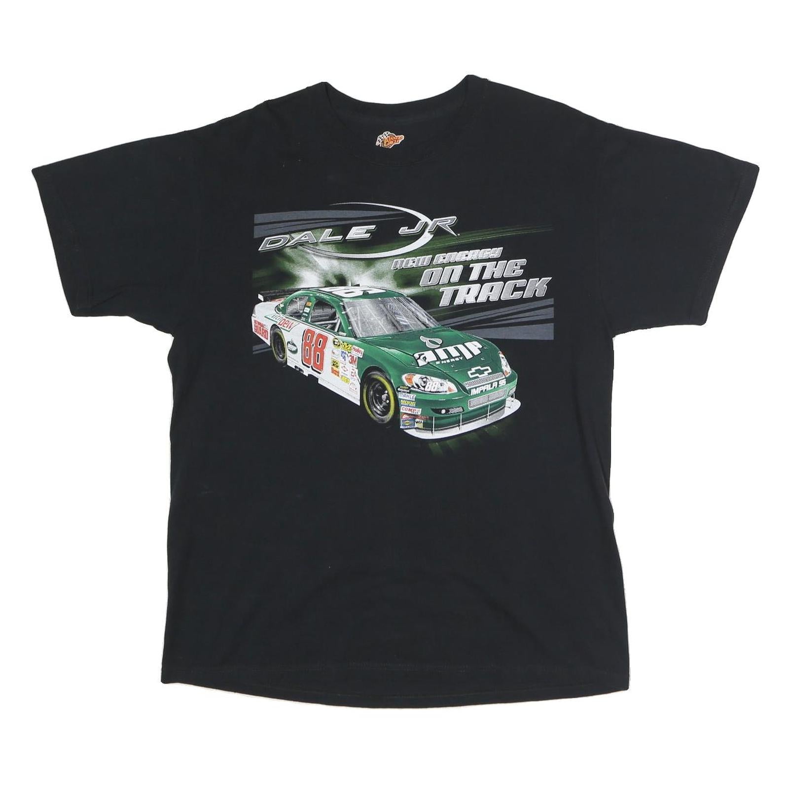 WINNER'S CIRCLE Mens Black Dale Jr Racing Graphic T-Shirt L Crew Neck Short