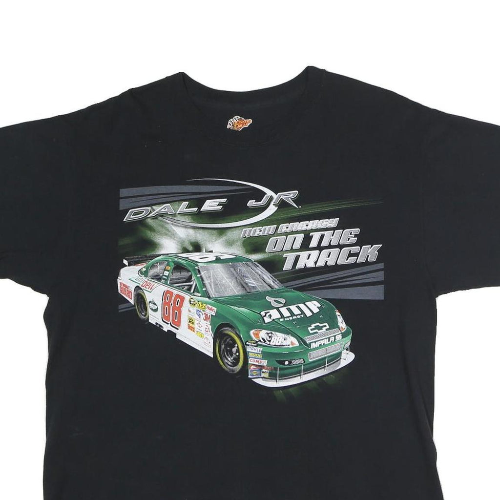 WINNER'S CIRCLE Mens Black Dale Jr Racing Graphic T-Shirt L Crew Neck Short