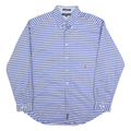 TOMMY HILFIGER Mens Blue & White Striped Shirt XL Classic Cotton Long Sleeve