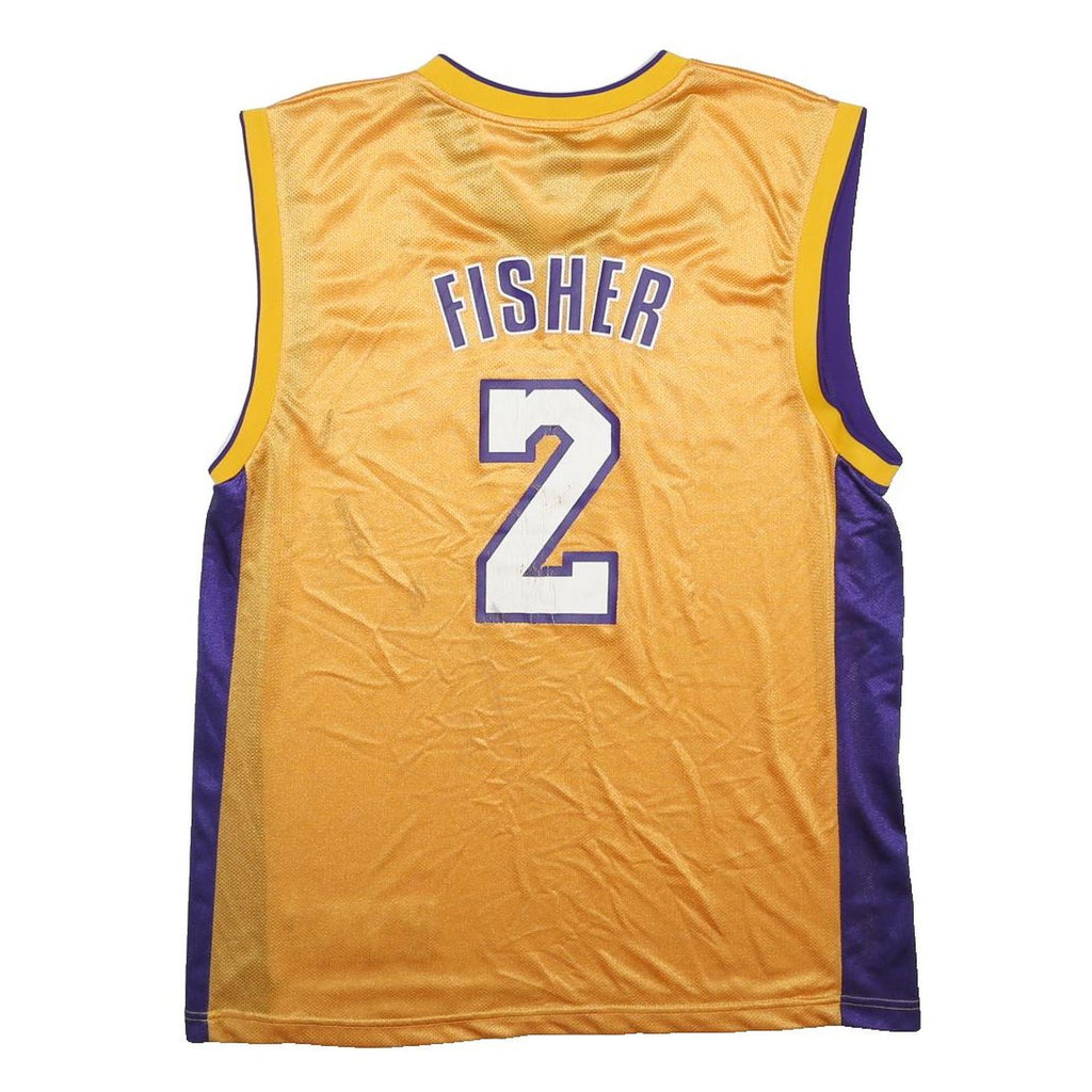 ADIDAS X NBA Mens Yellow & Purple Lakers Fisher Basketball T-Shirt L Sleeveless