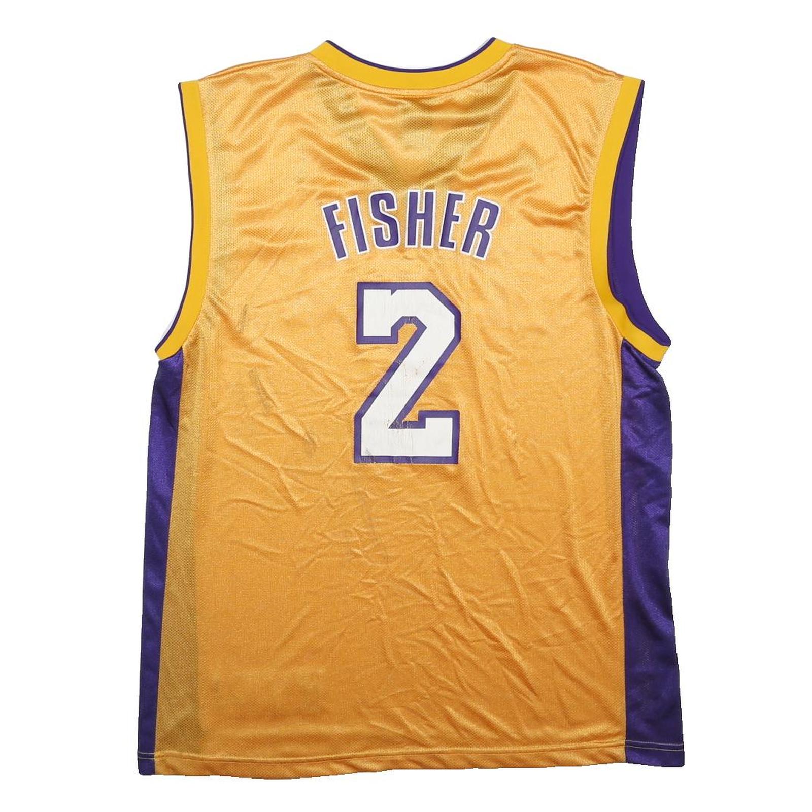 ADIDAS X NBA Mens Yellow & Purple Lakers Fisher Basketball T-Shirt L Sleeveless
