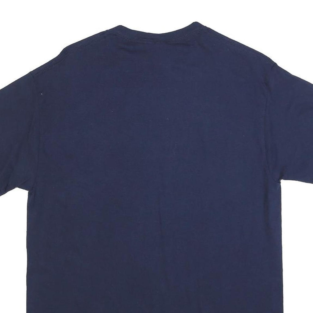 GILDAN Mens Navy Blue University Graphic T-Shirt M Crew Neck Short Sleeve Cotton