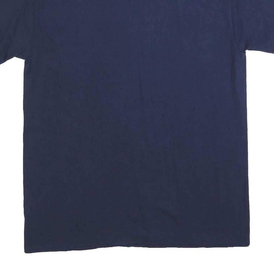 GILDAN Mens Navy Blue University Graphic T-Shirt M Crew Neck Short Sleeve Cotton