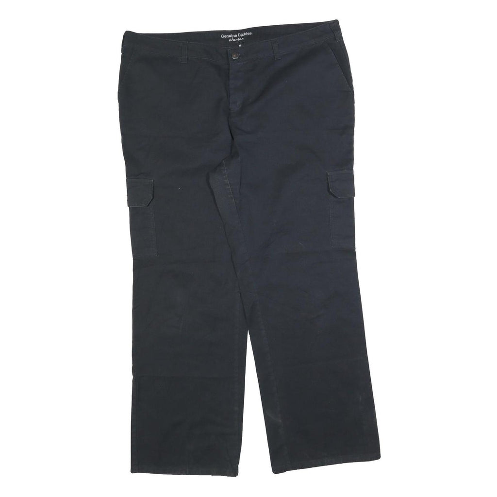DICKIES Womens Cotton Blend Black Relaxed Cargo Trousers W40 L30 Utility