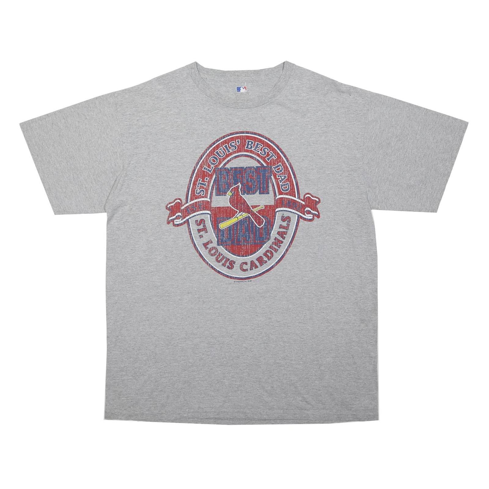 MLB Mens Grey St Louis Cardinals Graphic T-Shirt L Short Sleeve Crew Neck