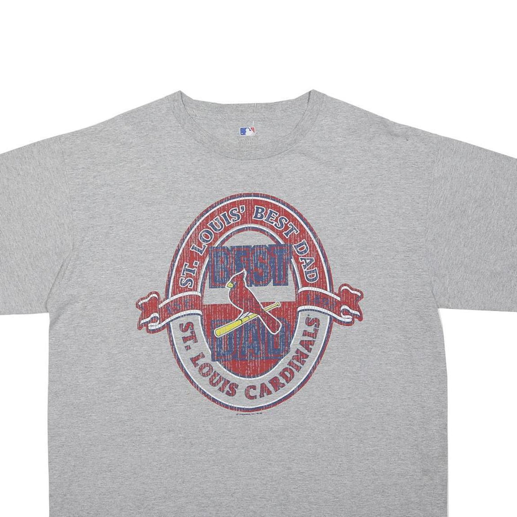 MLB Mens Grey St Louis Cardinals Graphic T-Shirt L Short Sleeve Crew Neck