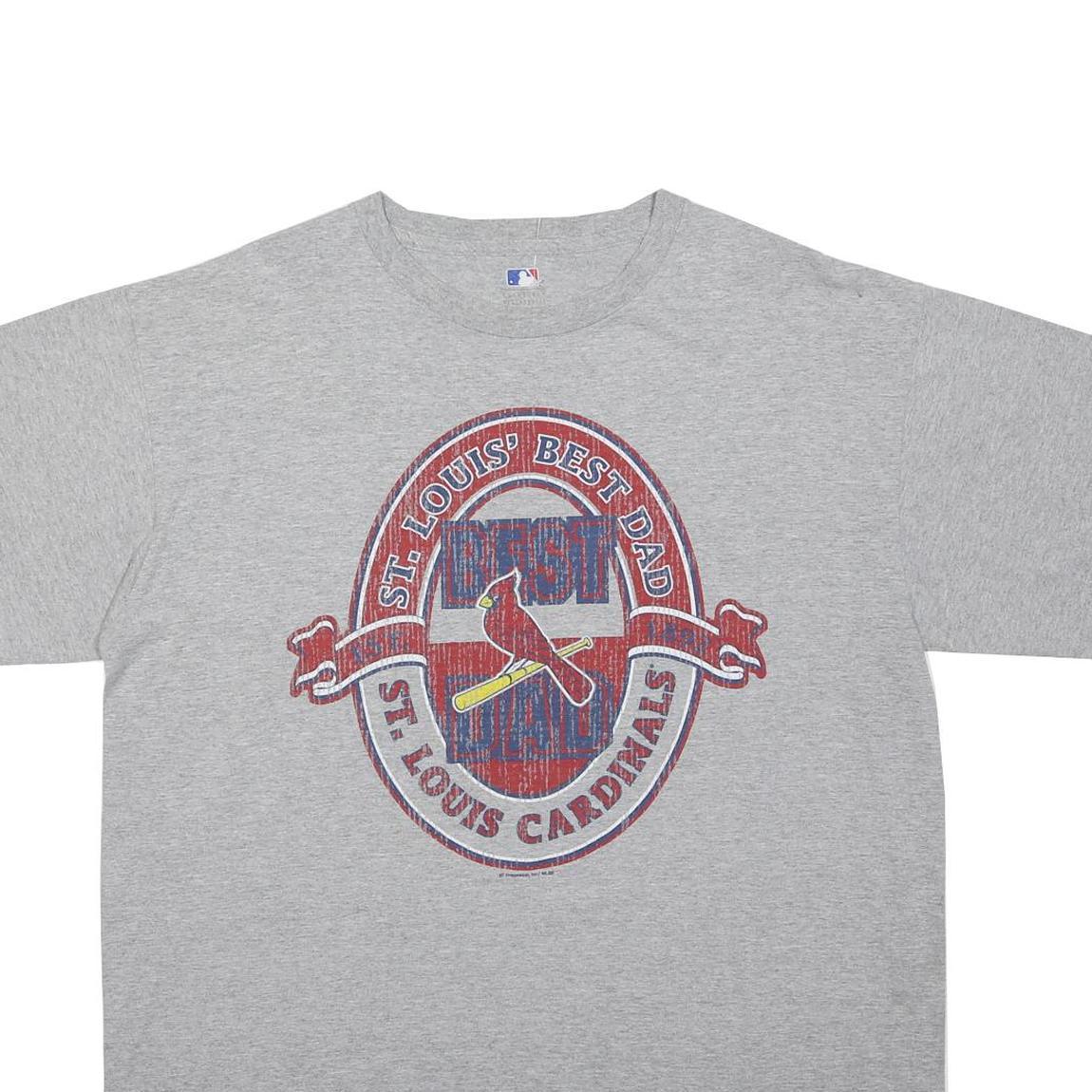 MLB Mens Grey St Louis Cardinals Graphic T-Shirt L Short Sleeve Crew Neck