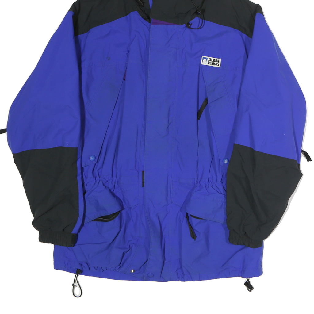 SIERRA DESIGNS Mens Blue & Black Outdoor Jacket M Polyester Zip Hooded Regular