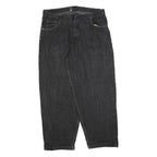 EVOLUTION Mens Relaxed Jeans Black Denim W42 L34 Comfortable Cotton Blend Zip