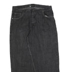 EVOLUTION Mens Relaxed Jeans Black Denim W42 L34 Comfortable Cotton Blend Zip