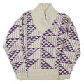 WINDBORNE Womens Patterned Jumper Beige Geometric Roll Neck Tight Knit Wool M