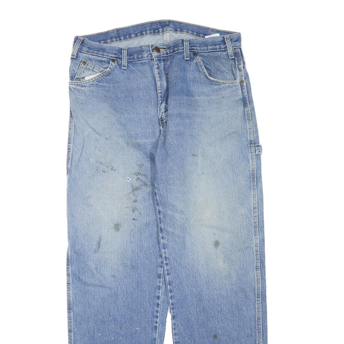 DICKIES Mens Jeans Blue Regular Straight Denim Medium W34 L32 Workwear Zip