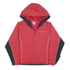 REEBOK Womens Red & Black Zip Jacket UK 10 Polyester Blend Plain Hooded Sport