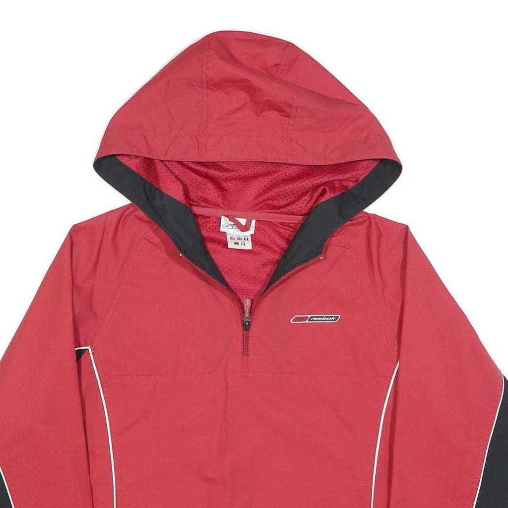 REEBOK Womens Red & Black Zip Jacket UK 10 Polyester Blend Plain Hooded Sport