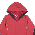 REEBOK Womens Red & Black Zip Jacket UK 10 Polyester Blend Plain Hooded Sport