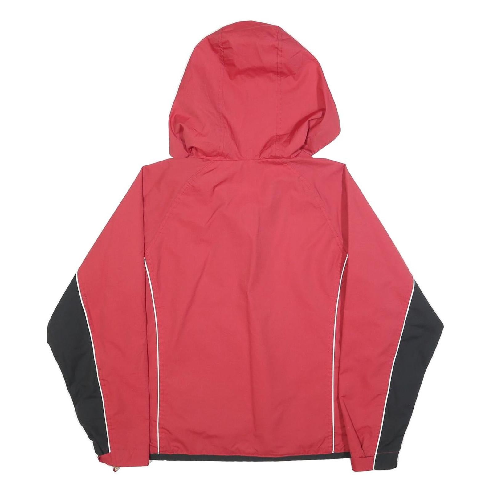 REEBOK Womens Red & Black Zip Jacket UK 10 Polyester Blend Plain Hooded Sport