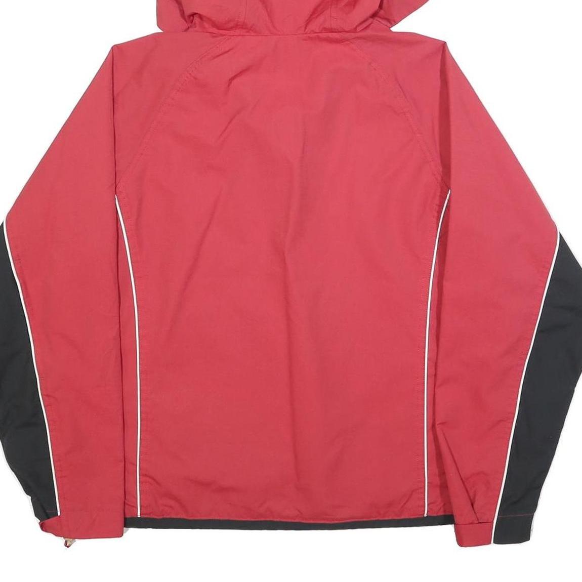 REEBOK Womens Red & Black Zip Jacket UK 10 Polyester Blend Plain Hooded Sport