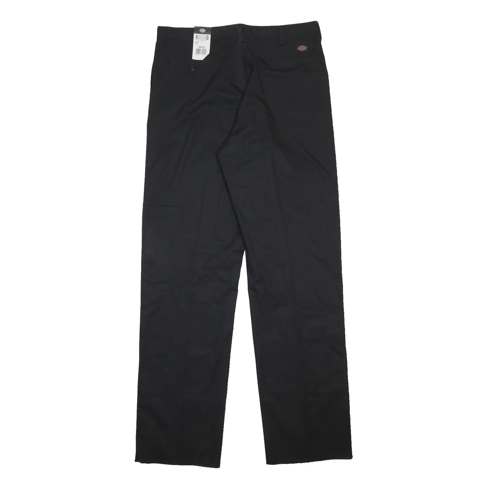 DICKIES Mens Regular Black Trousers W38 L39 Cotton Blend Zip Fasten