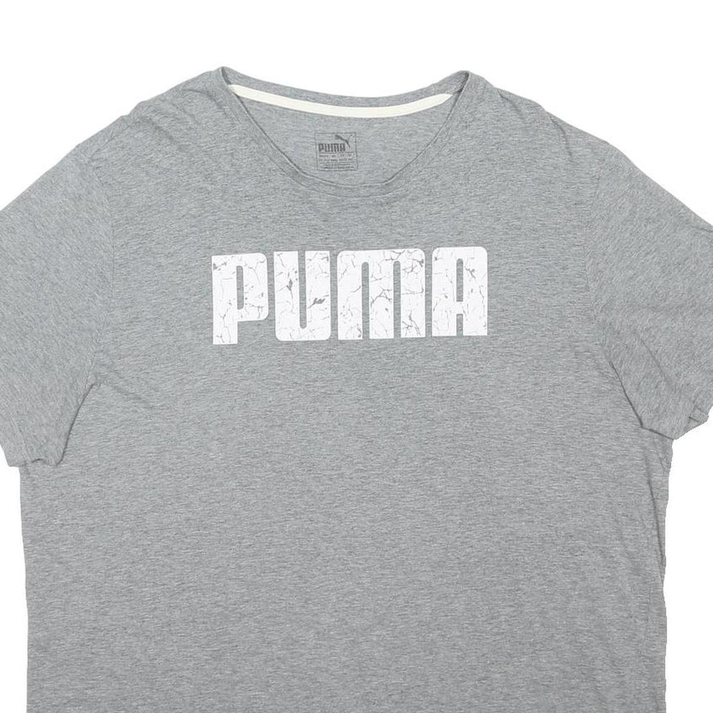 PUMA Womens Grey Cotton Blend Graphic T-Shirt 2XL Short Sleeve Crew Neck Casual