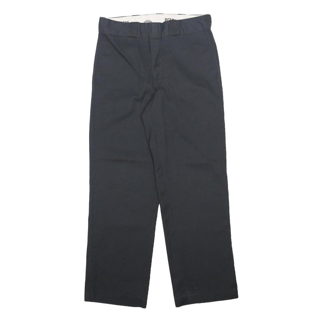 DICKIES Mens Regular Fit Black Cotton Blend Trousers W32 L30 Workwear Zip
