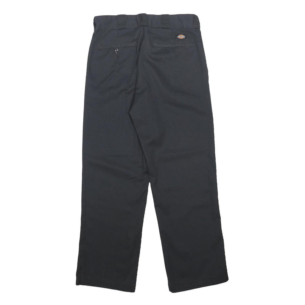 DICKIES Mens Regular Fit Black Cotton Blend Trousers W32 L30 Workwear Zip