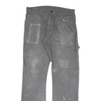 DICKIES Mens Cotton Blend Grey Regular Straight Trousers W32 L34 Workwear Zip