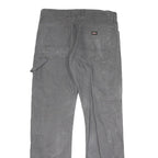 DICKIES Mens Cotton Blend Grey Regular Straight Trousers W32 L34 Workwear Zip