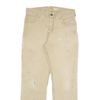 CARHARTT Mens Cotton Blend Beige Regular Fit Straight Leg Trousers W30 L30