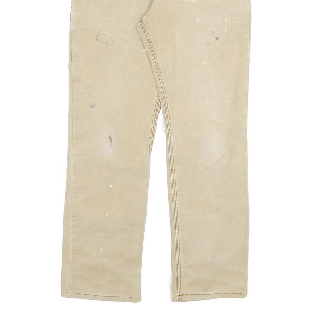 CARHARTT Mens Cotton Blend Beige Regular Fit Straight Leg Trousers W30 L30