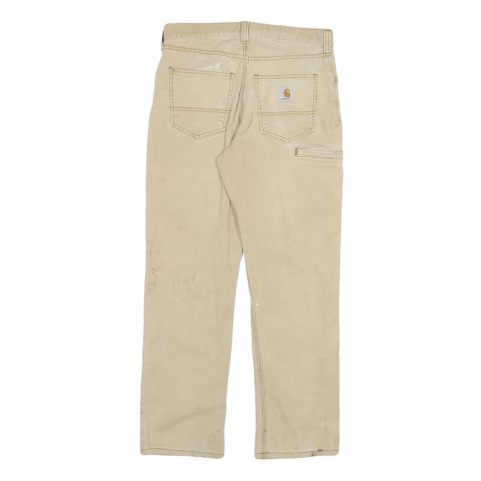 CARHARTT Mens Cotton Blend Beige Regular Fit Straight Leg Trousers W30 L30