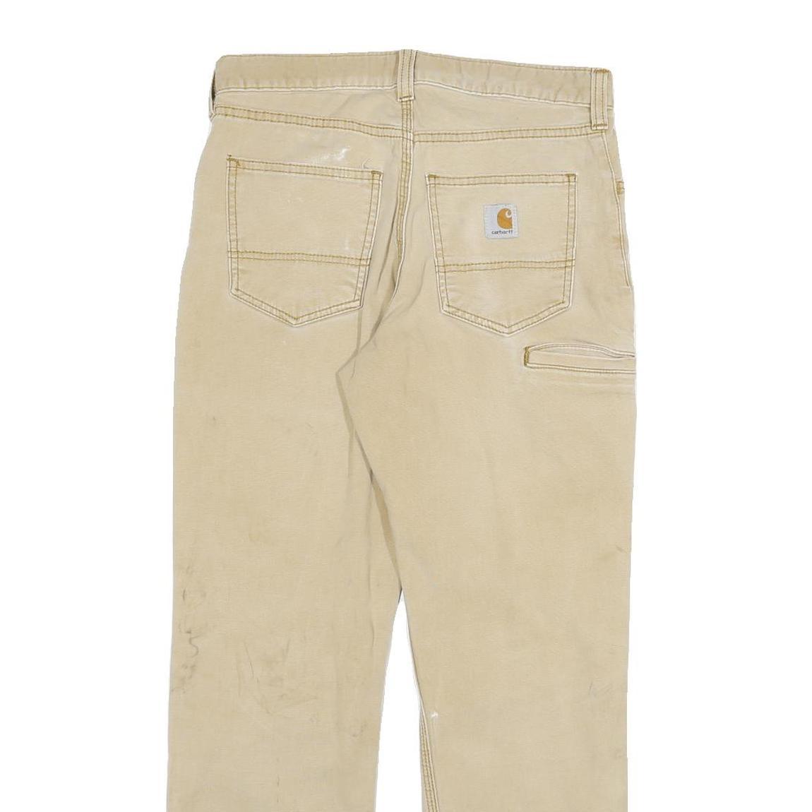 CARHARTT Mens Cotton Blend Beige Regular Fit Straight Leg Trousers W30 L30