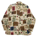 CITYLIFE Womens Printed Shirt Beige Collared Long Sleeve Viscose Crazy Pattern L