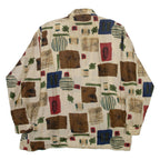CITYLIFE Womens Printed Shirt Beige Collared Long Sleeve Viscose Crazy Pattern L