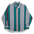 SADDLEBIRD Mens Green & Maroon Striped Cotton Shirt L Classic Button Down