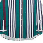 SADDLEBIRD Mens Green & Maroon Striped Cotton Shirt L Classic Button Down
