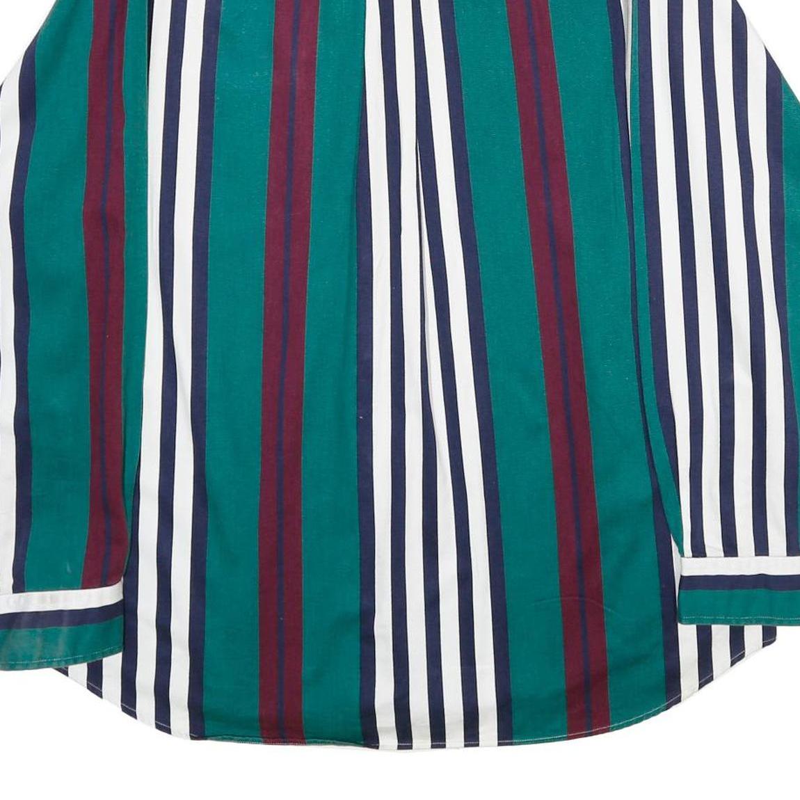 SADDLEBIRD Mens Green & Maroon Striped Cotton Shirt L Classic Button Down